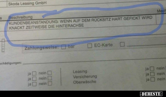 Kundenbeanstandung: Wenn auf dem Rücksitz hart..