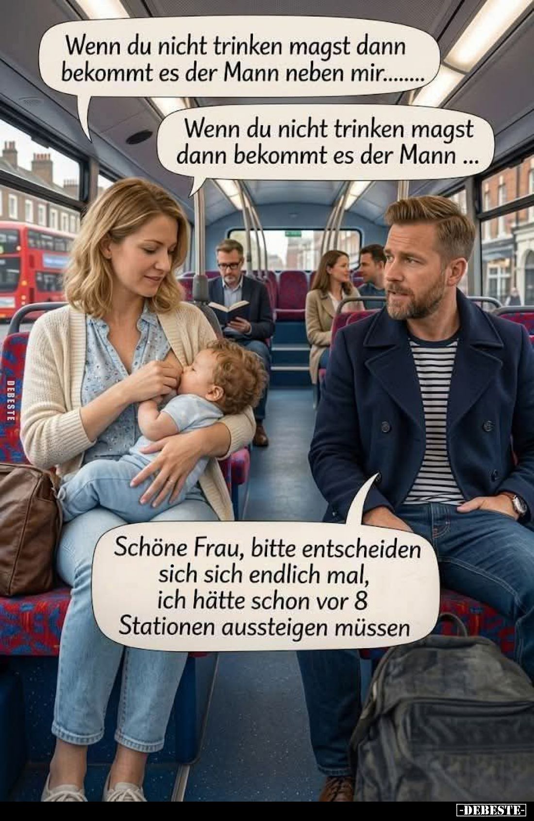 Wenn du nicht trinken magst dann bekommt es der Mann neben mir... -
Wenn du nicht trinken magst dann bekommt es der Mann... ...