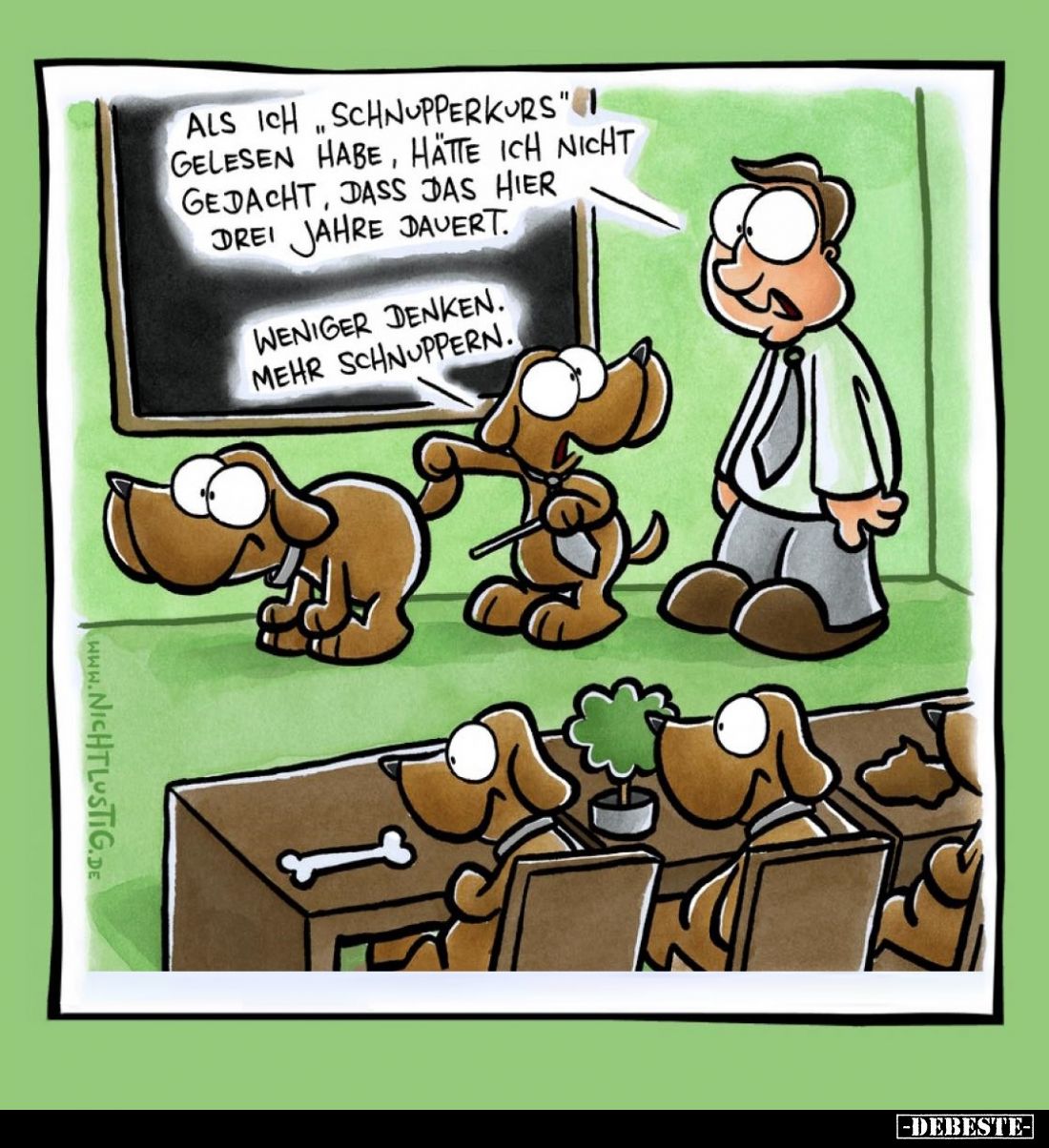 Als ich "Schnupperkurs" gelesen habe, hätte ich nicht gedacht, dass das hier drei Jahre dauert. -
Weniger denken. ...