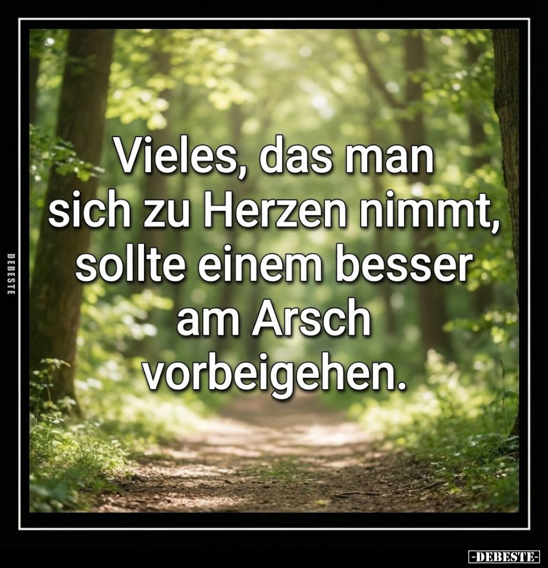 Vieles, das man
sich zu Herzen nimmt,
sollte einem besser
am Arsch
vorbeigehen.