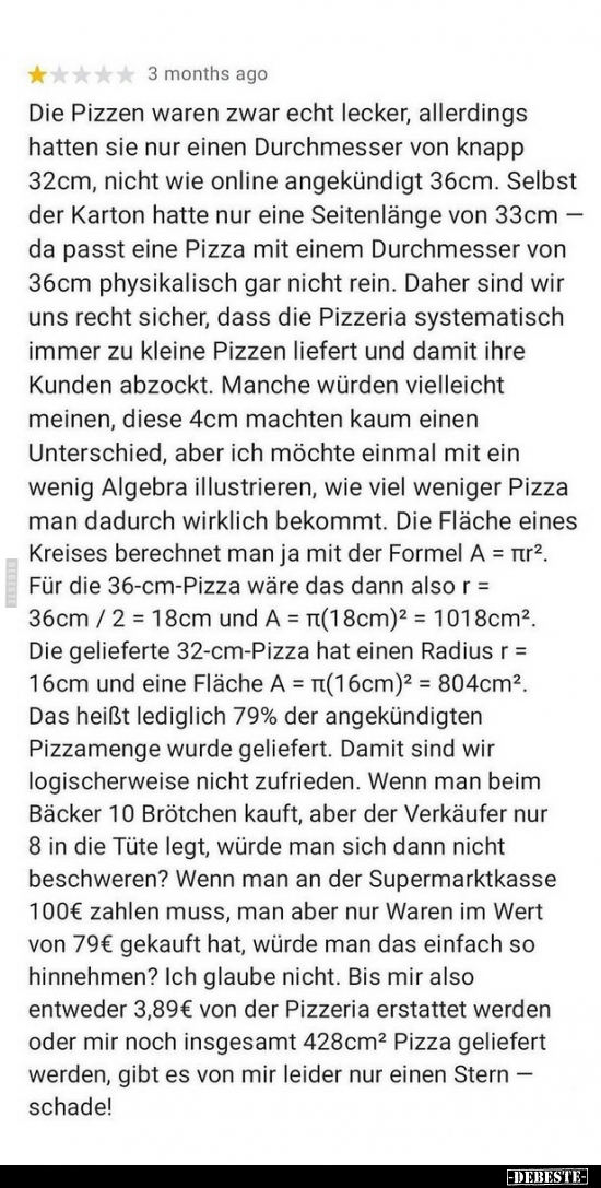 Die Pizzen waren zwar echt lecker, allerdings hatten sie.. - Lustige Bilder | DEBESTE.de