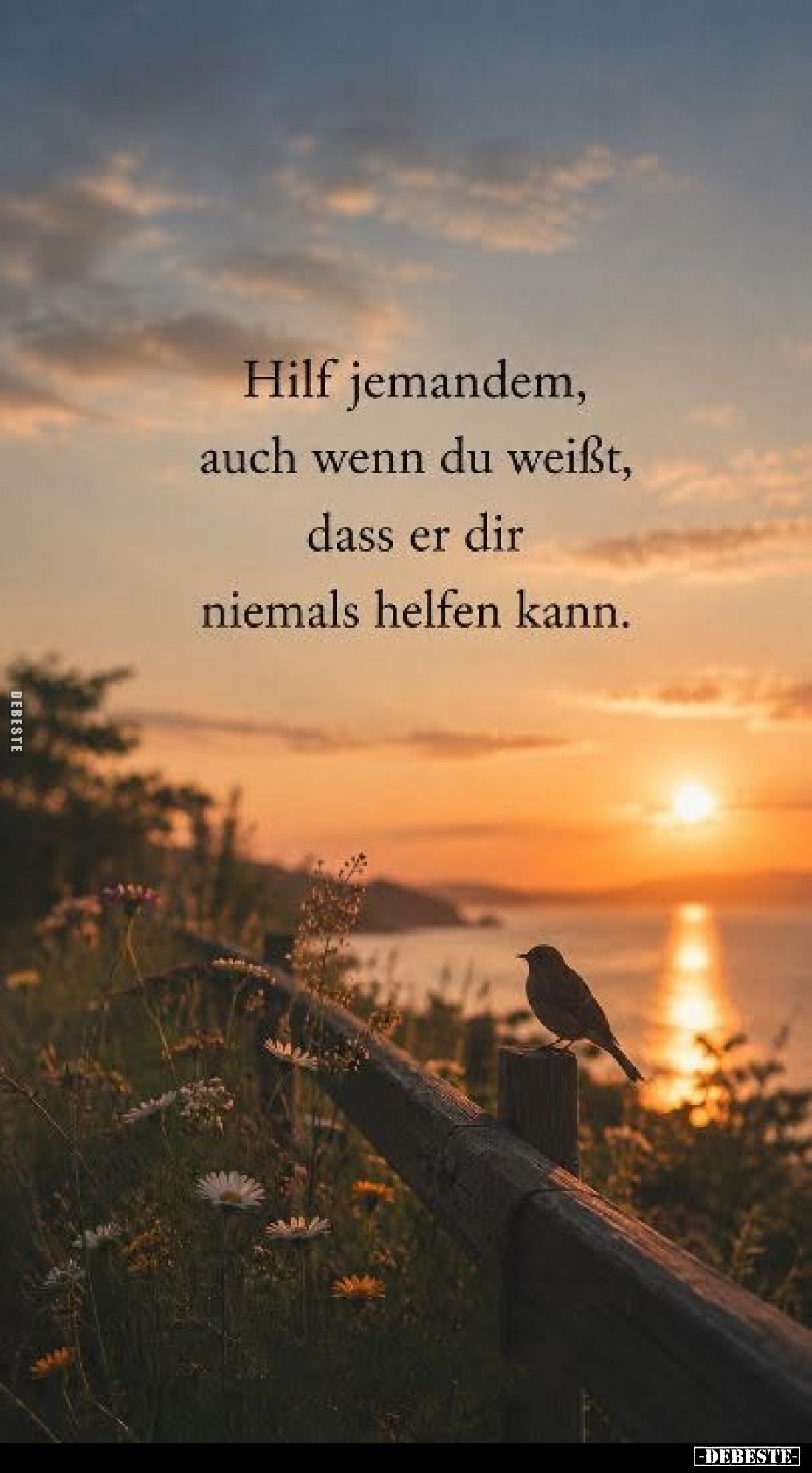 Hilf jemandem, auch wenn du weißt, dass er dir niemals helfen kann.