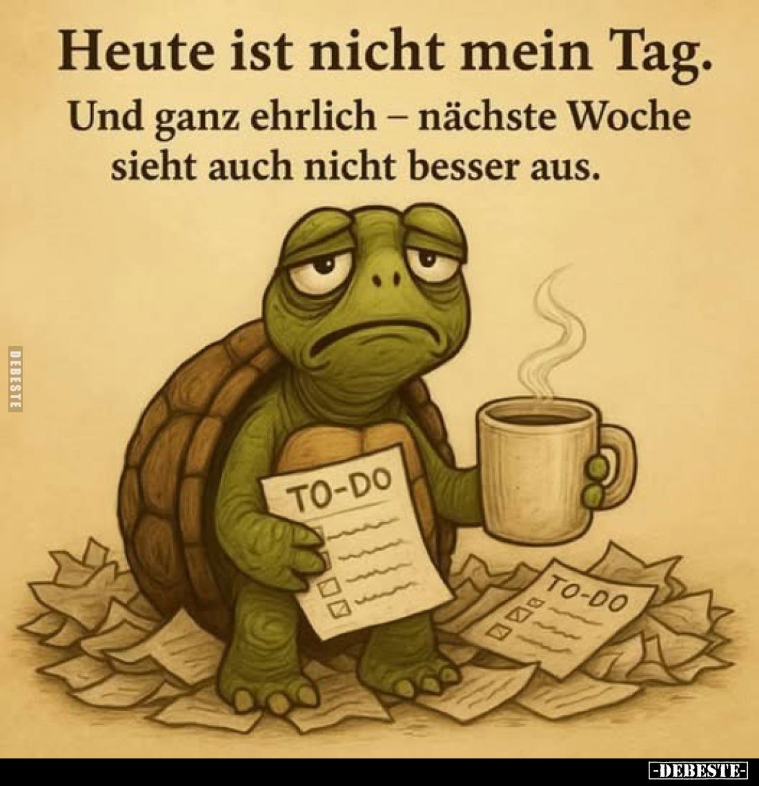 Heute ist nicht mein Tag.
Und ganz ehrlich – nächste Woche sieht auch nicht besser aus.