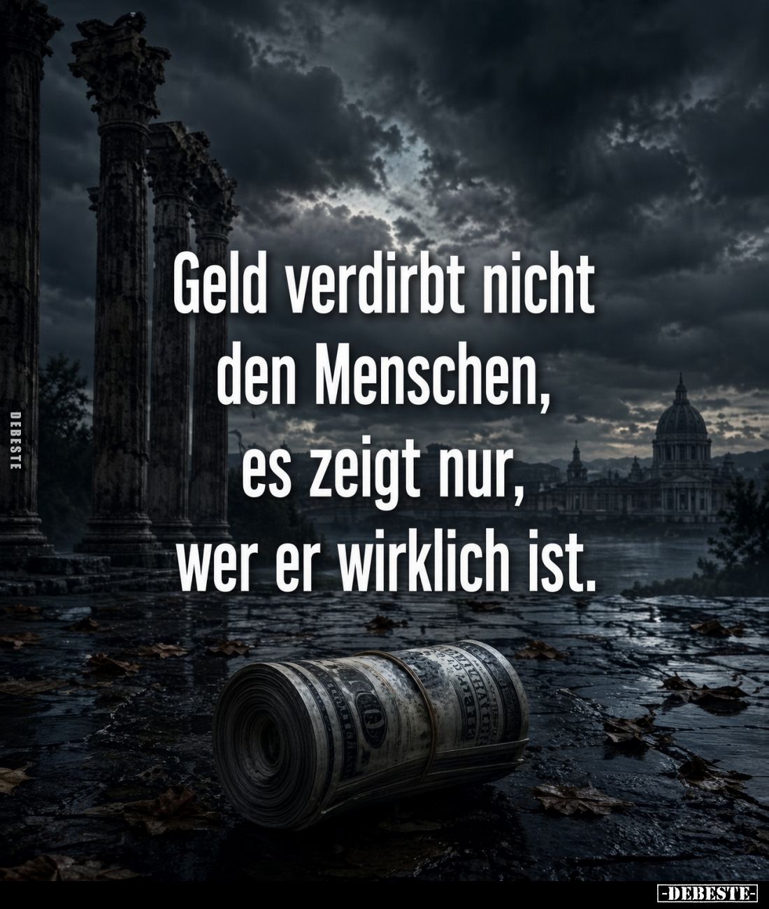 Geld verdirbt nicht
den Menschen,
es zeigt nur,
wer er wirklich ist.