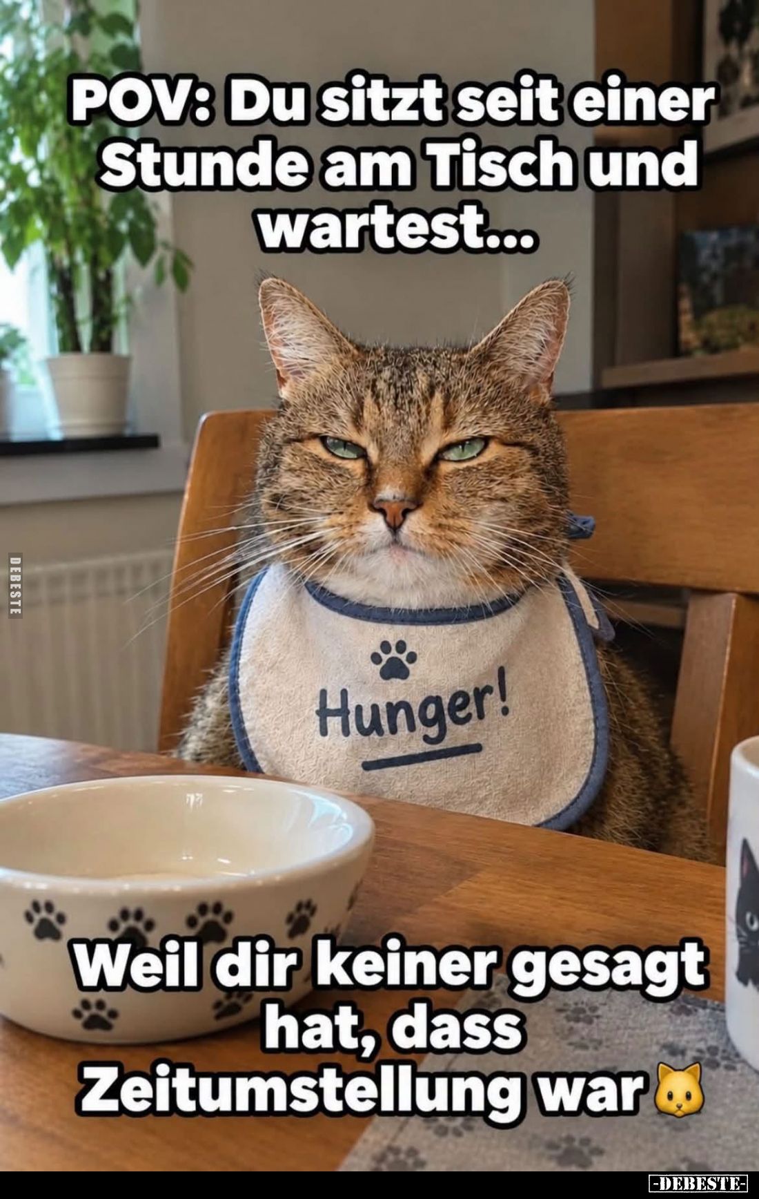 POV: Du sitzt seit einer Stunde am Tisch und wartest...
Weil dir keiner gesagt hat, dass Zeitumstellung war.