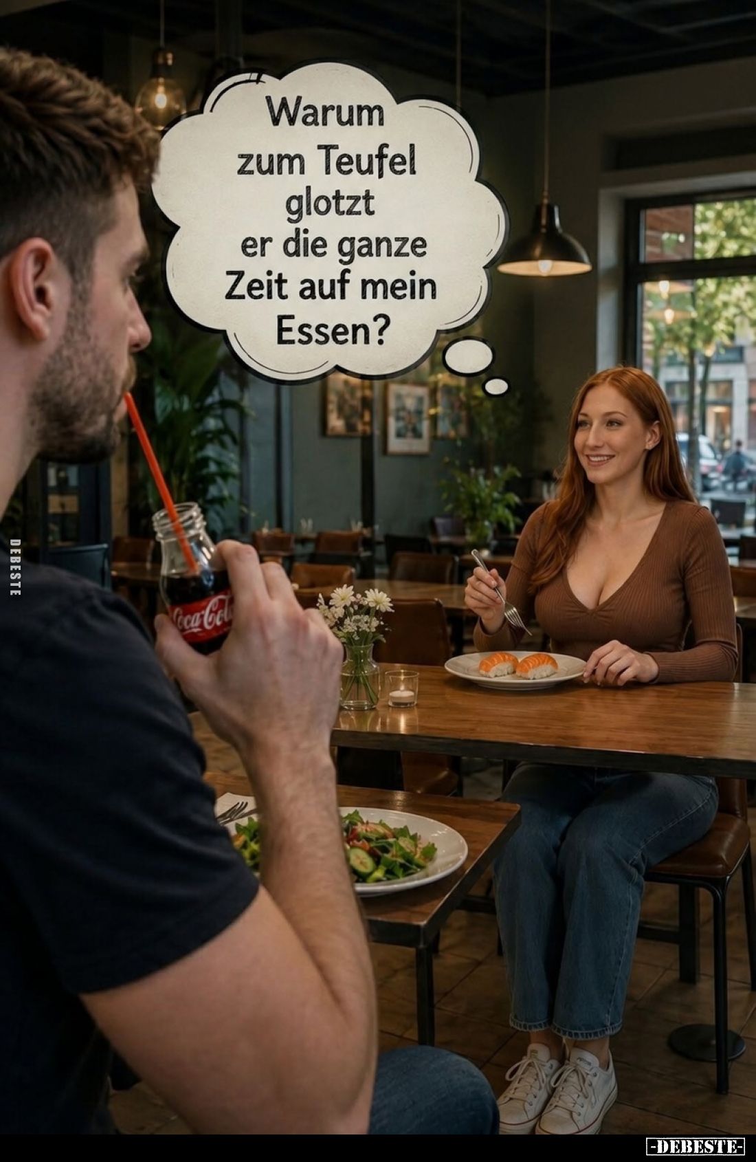 Warum zum Teufel glotzt er die ganze Zeit auf mein Essen?