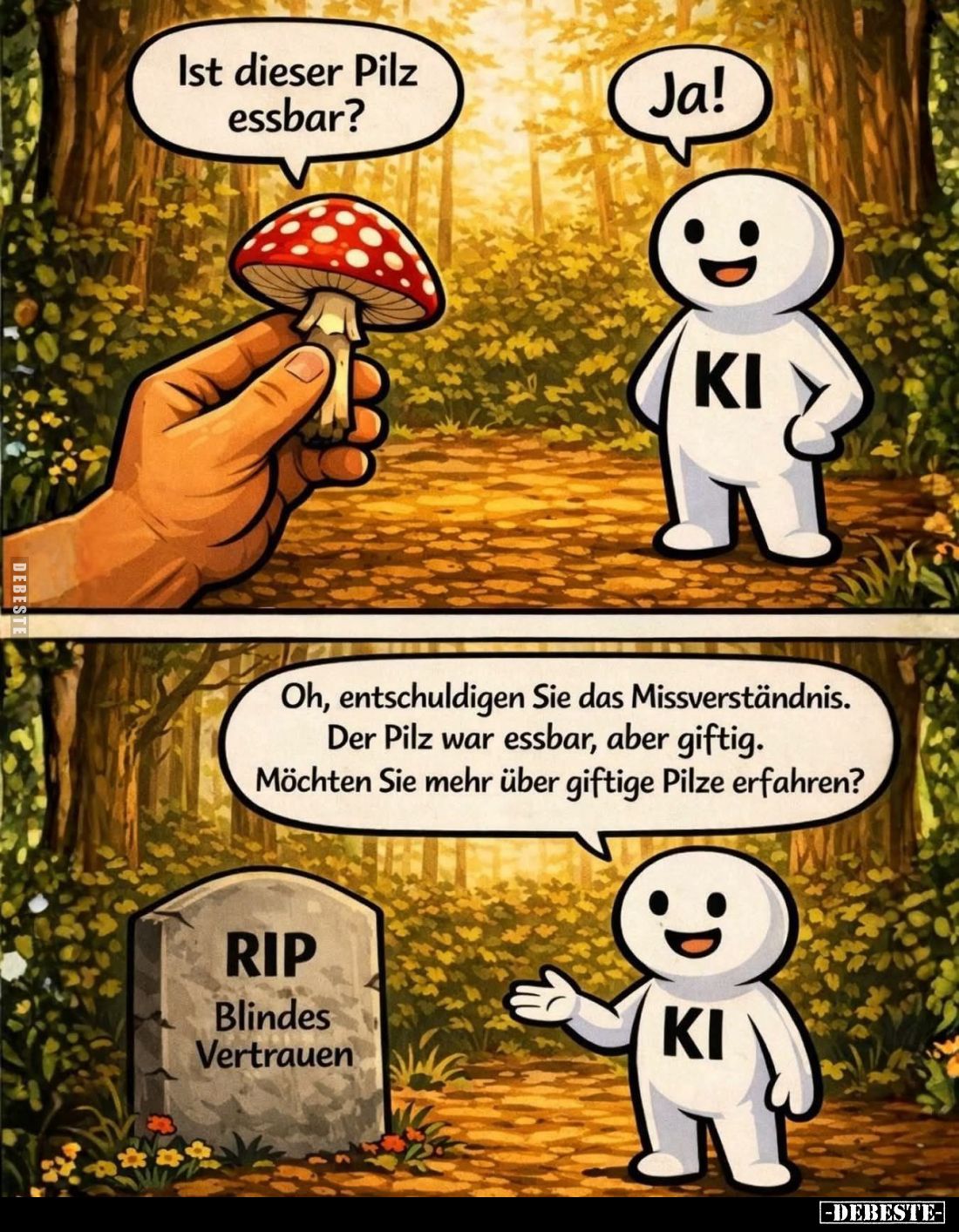 Ist dieser Pilz essbar?

Ja!

Oh, entschuldigen Sie das Missverständnis.
Der Pilz war essbar, aber giftig.
Möchten Sie ...