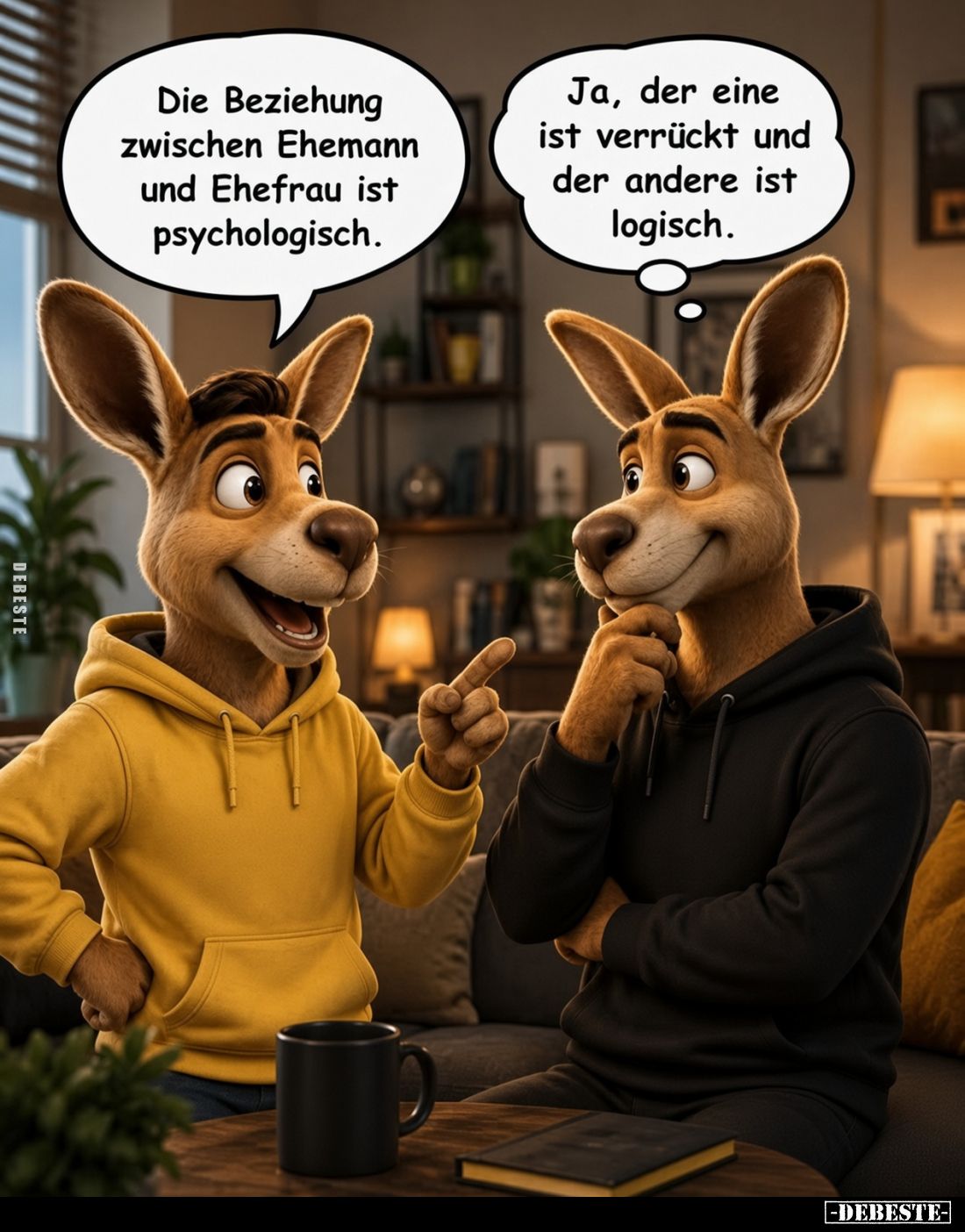 Die Beziehung zwischen Ehemann und Ehefrau ist psychologisch.
Ja, der eine ist verrückt und der andere ist logisch.