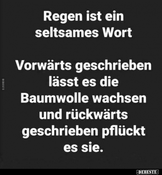 Regen ist ein seltsames Wort. Vorwärts geschrieben lässt es.. - Lustige Bilder | DEBESTE.de