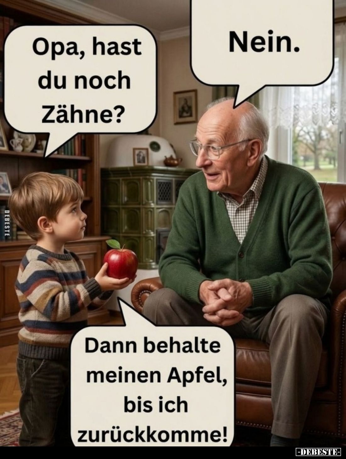 Opa, hast du noch Zähne? Nein. Dann behalte meinen Apfel.. - Lustige Bilder | DEBESTE.de