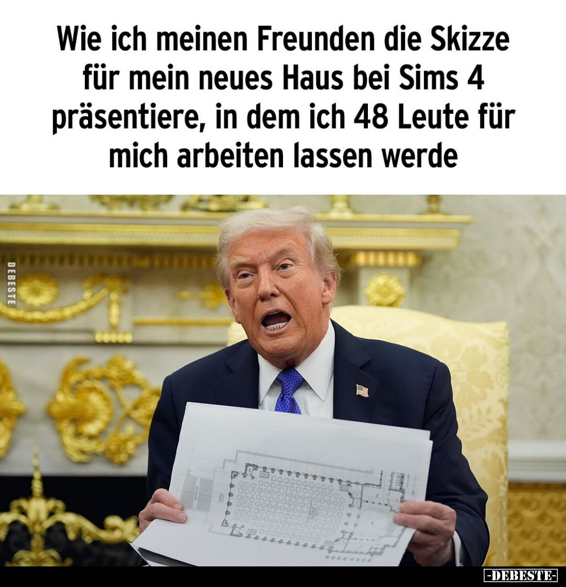 Wie ich meinen Freunden die Skizze für mein neues Haus bei Sims 4 präsentiere, in dem ich 48 Leute für mich arbeiten lassen w...