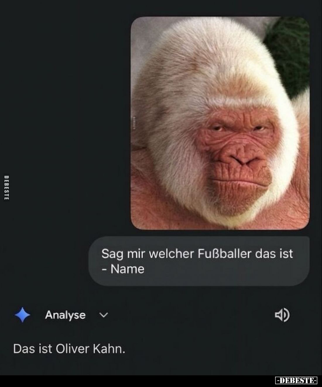 Sag mir welcher Fußballer das ist -  Name. 

Analyse...
Das ist Oliver Kahn.