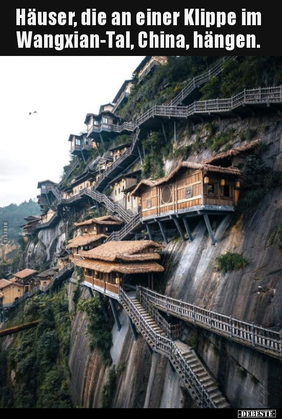 Häuser, die an einer Klippe im Wangxian-Tal, China.. - Lustige Bilder | DEBESTE.de