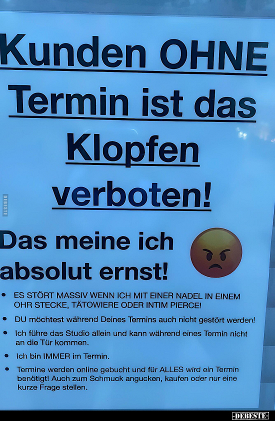 Kunden OHNE Termin ist das Klopfen verboten!.. - Lustige Bilder | DEBESTE.de