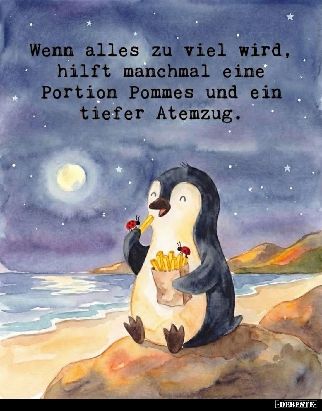 Wenn alles zu viel wird, hilft manchmal eine Portion Pommes und ein tiefer Atemzug.