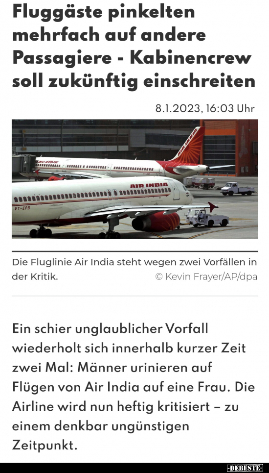 Fluggäste pinkelten mehrfach auf andere Passagiere.. - Lustige Bilder | DEBESTE.de