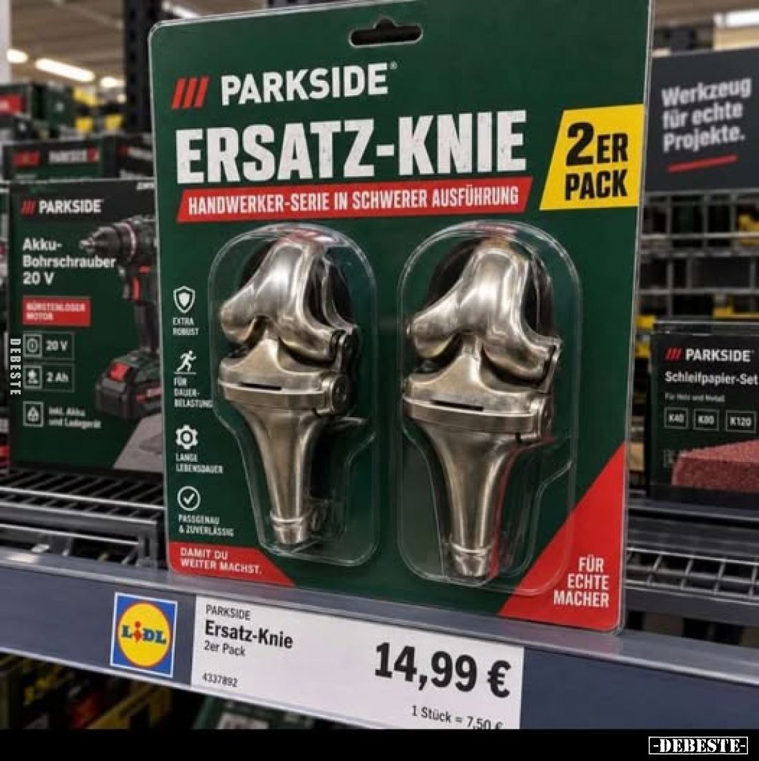 Ersatz-Knie
2er Pack
Handwerker-Serie in schwerer Ausführung