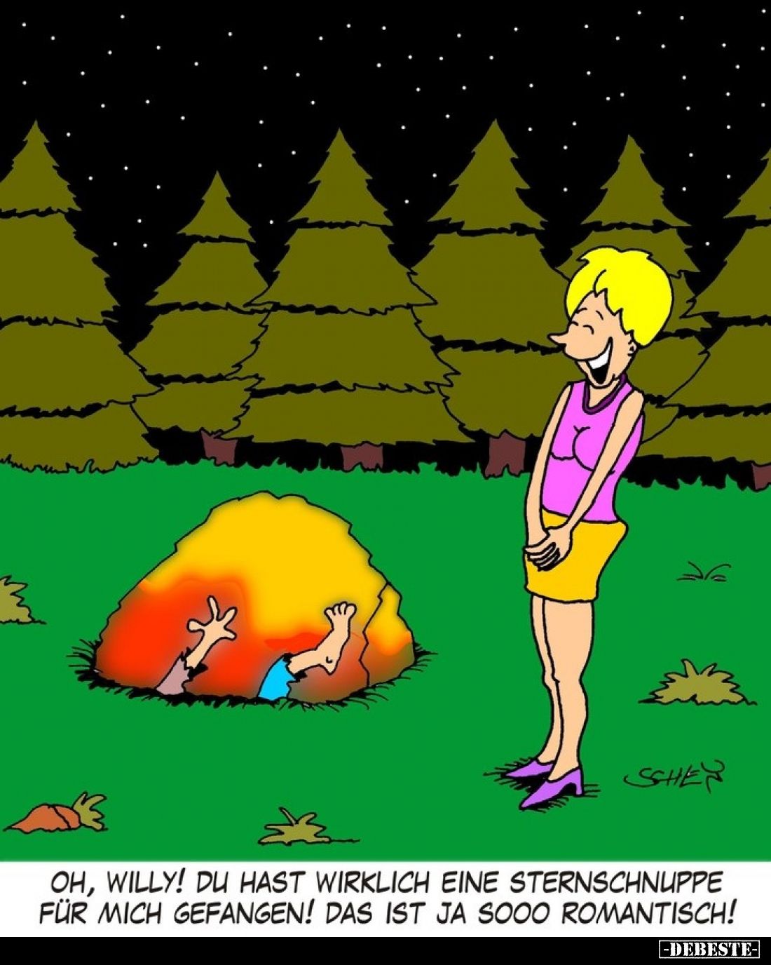 Oh, Willy! Du hast wirklich eine Sternschnuppe für mich gefangen! Das ist ja sooo romantisch!