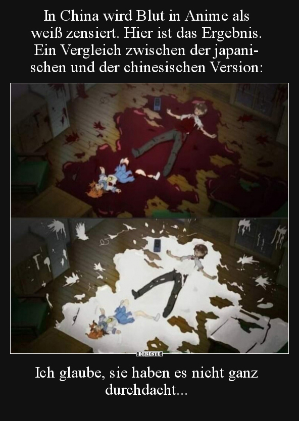 In China wird Blut in Anime als weiß zensiert. Hier ist.. - Lustige Bilder | DEBESTE.de