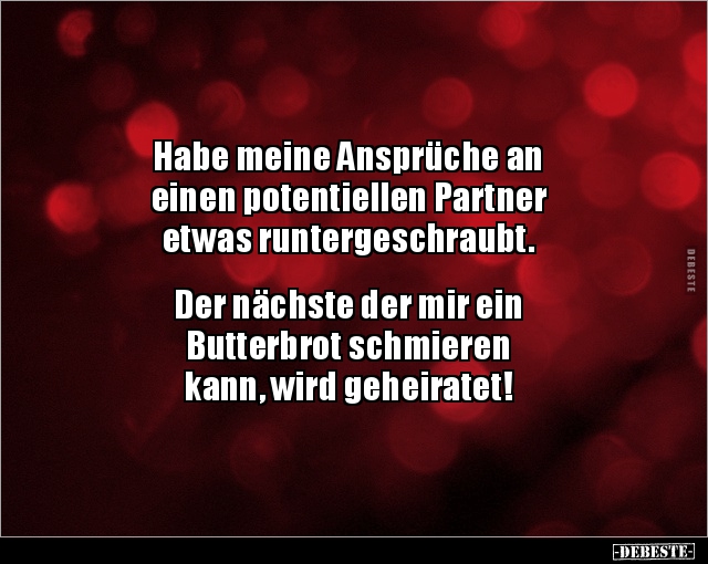 Habe meine Ansprüche an einen potentiellen Partner.. - Lustige Bilder | DEBESTE.de