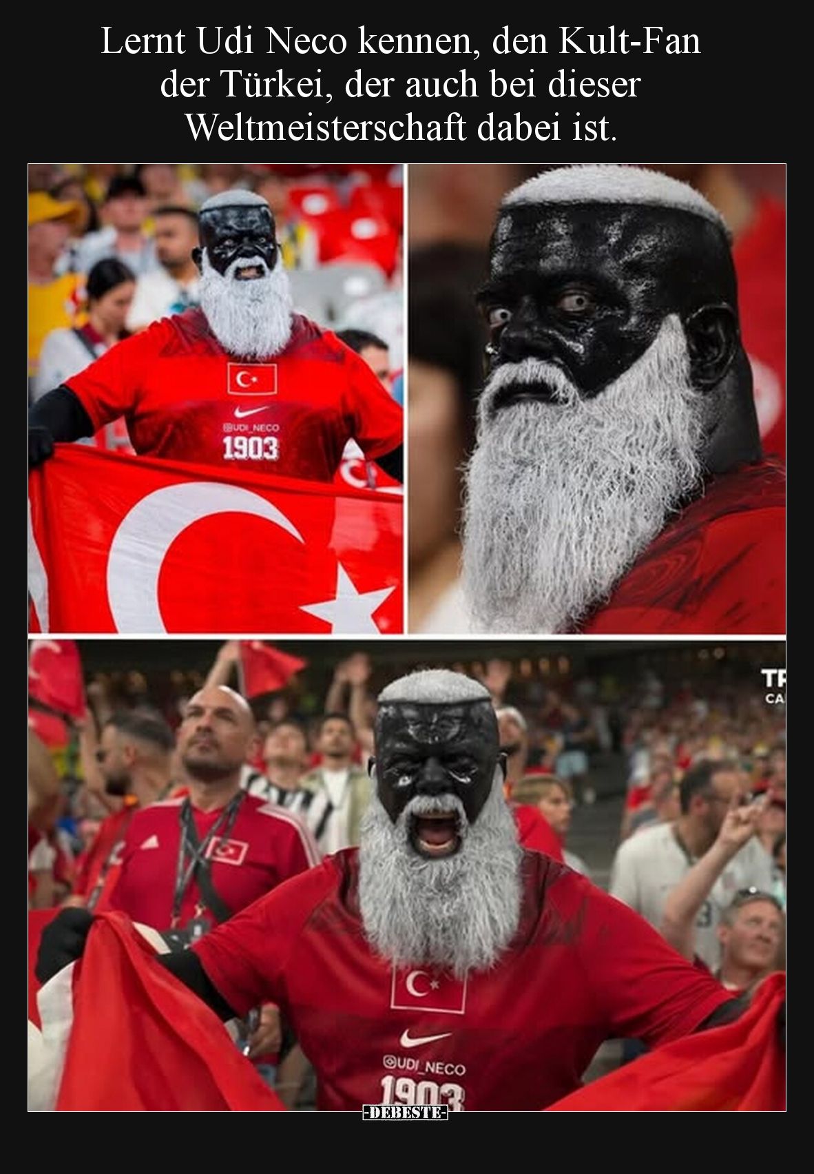 Lernt Udi Neco kennen, den Kult-Fan der Türkei, der auch bei dieser Weltmeisterschaft dabei ist.