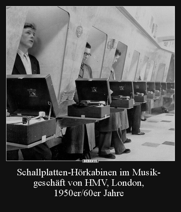 Schallplatten-Hörkabinen im Musikgeschäft von HMV, London.. - Lustige Bilder | DEBESTE.de