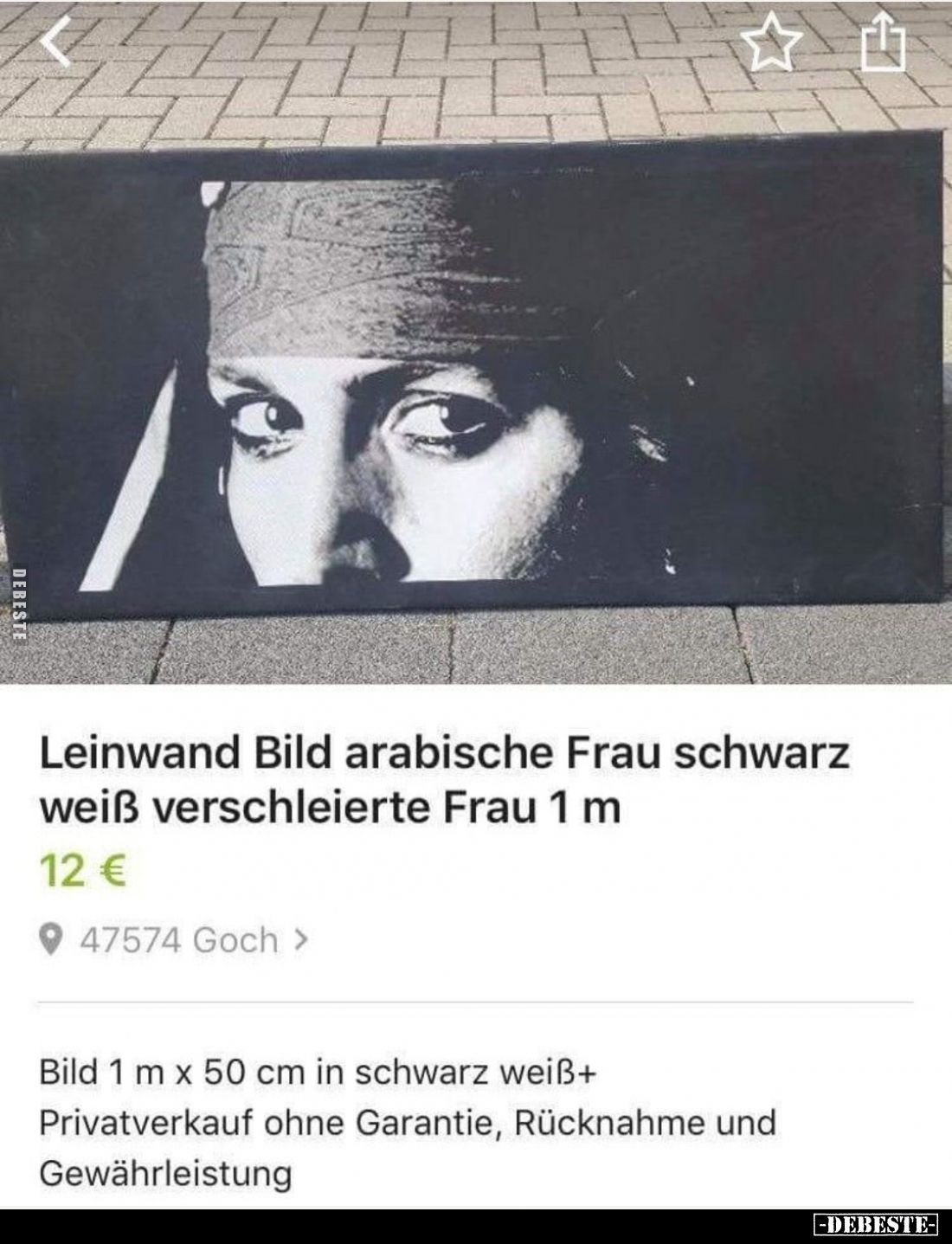 Leinwand Bild arabische Frau schwarz weiß verschleierte.. - Lustige Bilder | DEBESTE.de