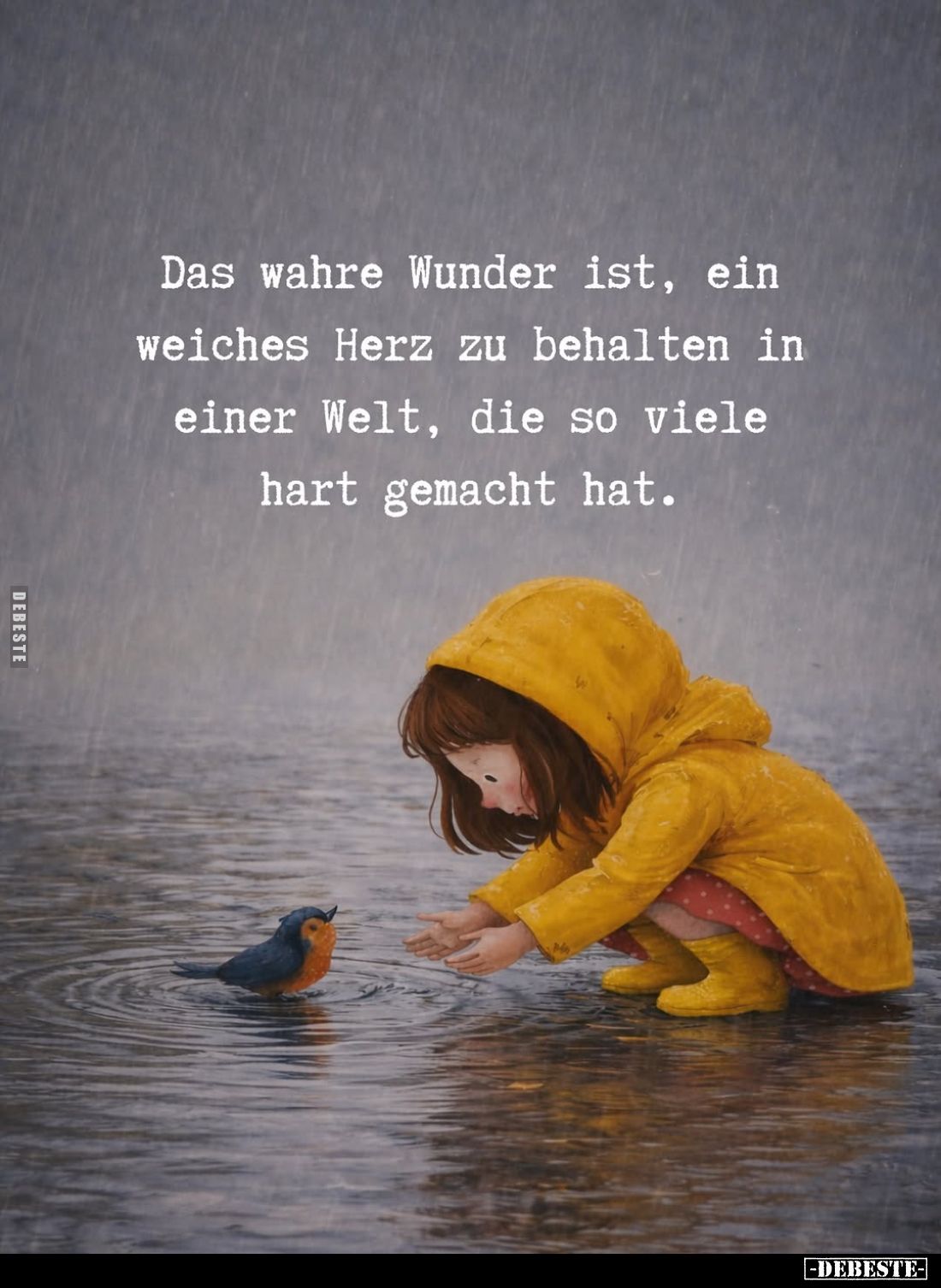 Das wahre Wunder ist, ein weiches Herz zu behalten in einer Welt, die so viele hart gemacht hat.