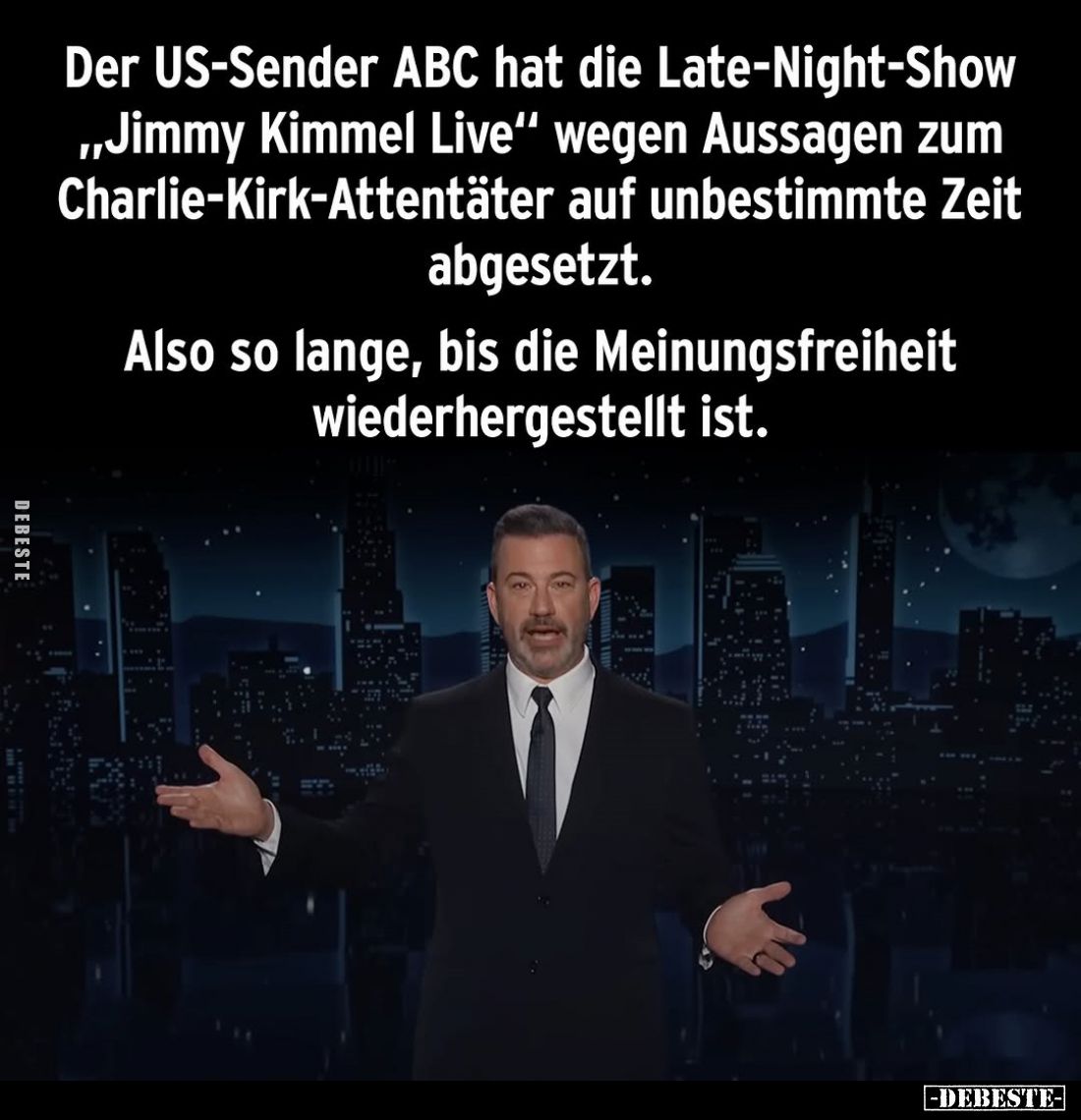 Der US-Sender ABC hat die Late-Night-Show "Jimmy Kimmel Live" wegen Aussagen zum Charlie-Kirk-Attentäter auf unbest...
