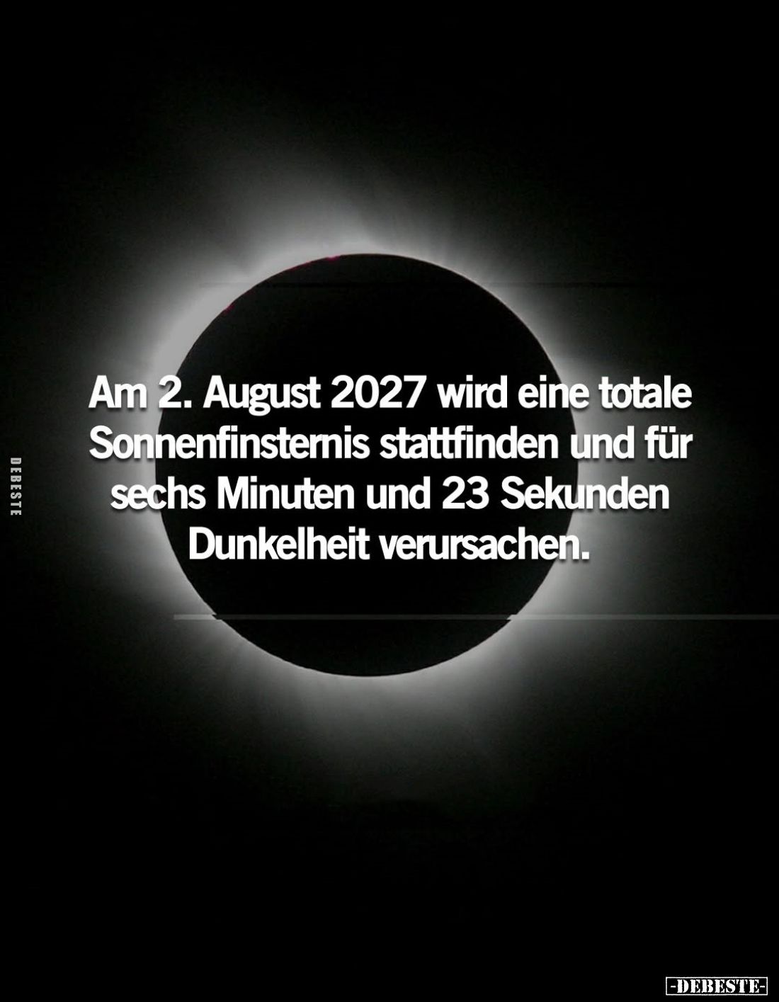 Am 2. August 2027 wird eine totale Sonnenfinsternis stattfinden und für sechs Minuten und 23 Sekunden Dunkelheit verursachen....
