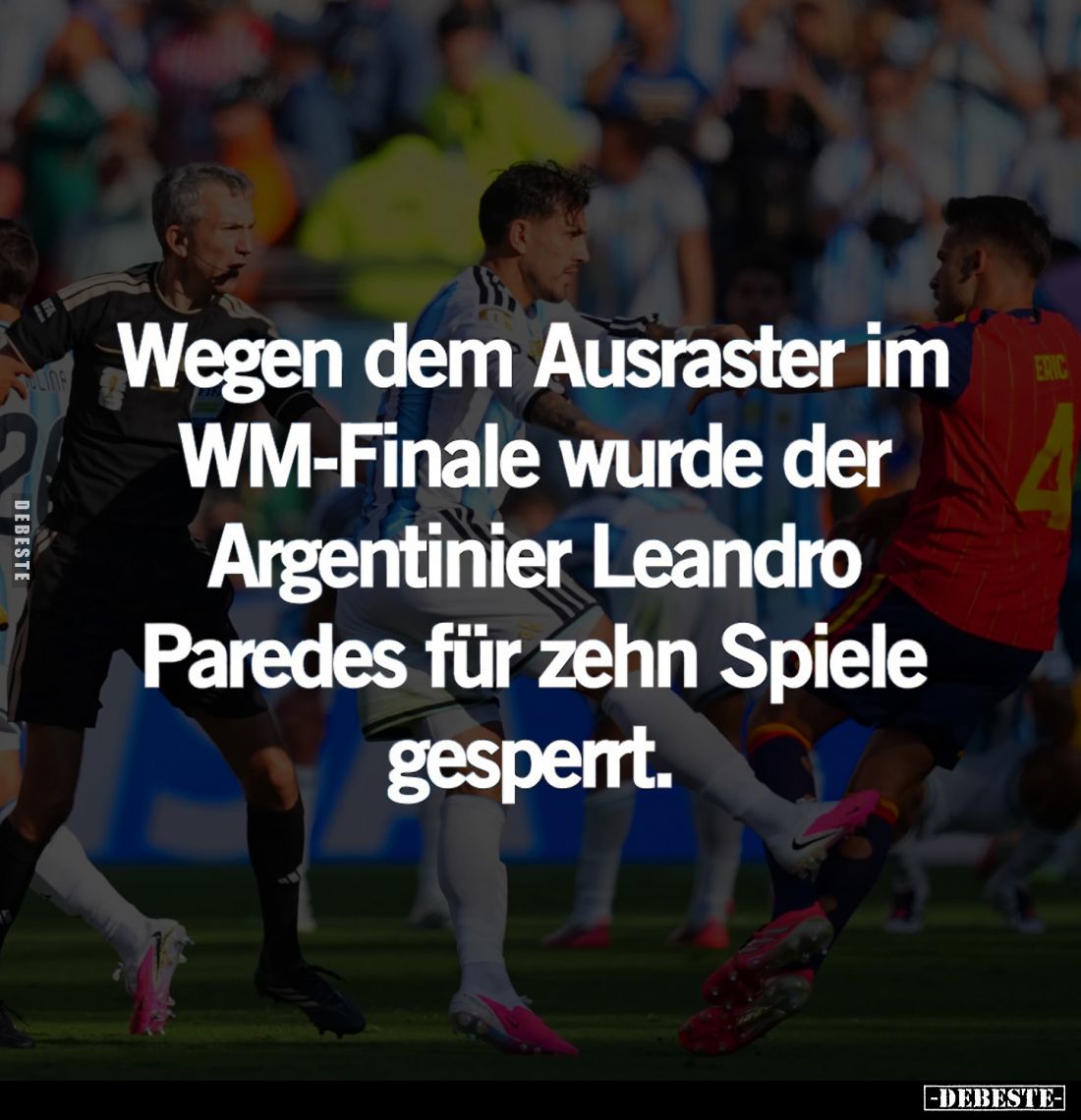 Wegen dem Ausraster im WM-Finale wurde der Argentinier Leandro Paredes für zehn Spiele gesperrt.