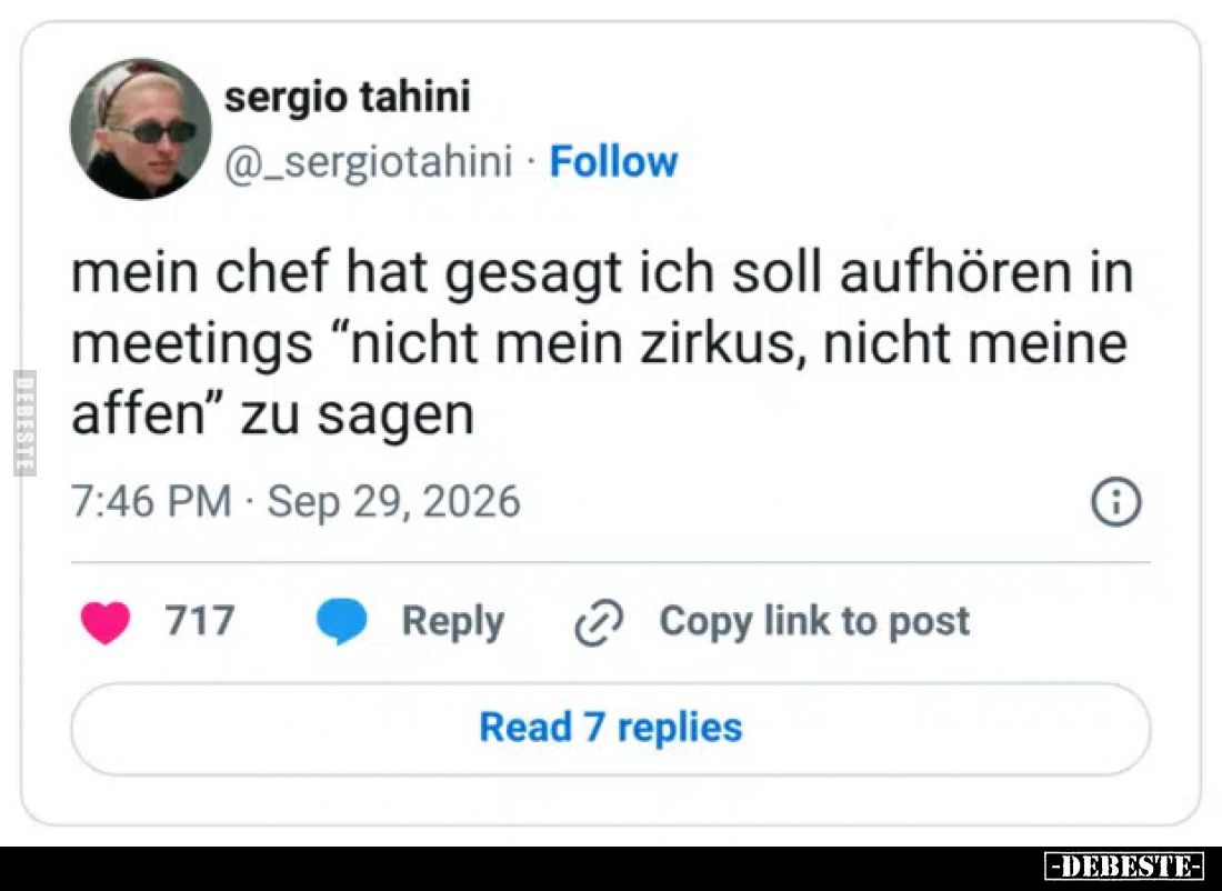 Mein Chef hat gesagt ich soll aufhören in Meetings “nicht mein Zirkus, nicht meine Affen” zu sagen