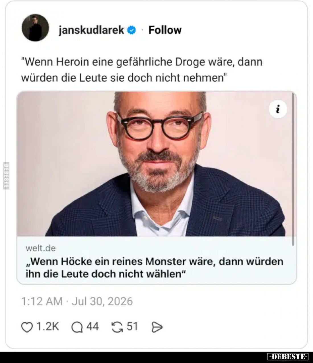"Wenn Heroin eine gefährliche Droge wäre, dann würden die Leute sie doch nicht nehmen"