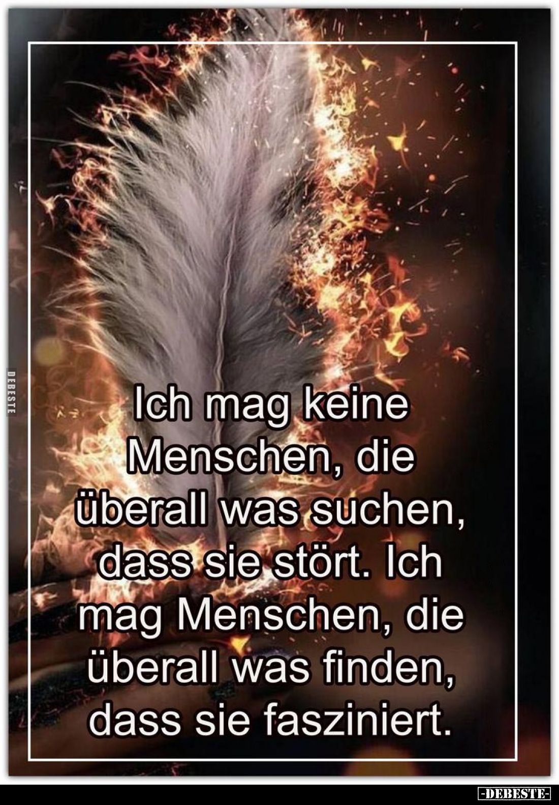 Ich mag keine Menschen, die überall was suchen, dass sie stört. Ich mag Menschen, die überall was finden, dass sie fasziniert...