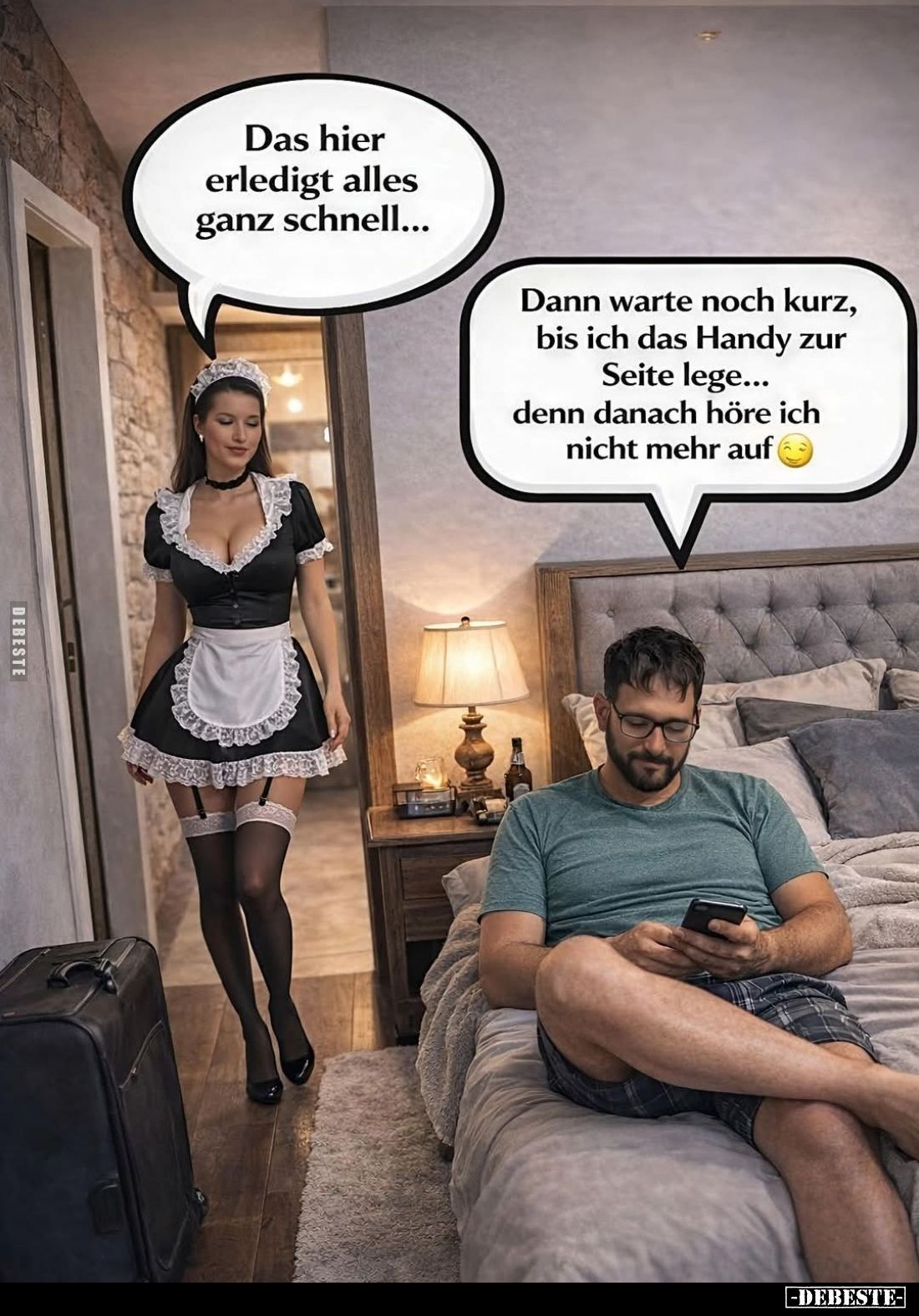 Das hier erledigt alles ganz schnell... -
Dann warte noch kurz, bis ich das Handy zur Seite lege...
denn danach höre ich ni...