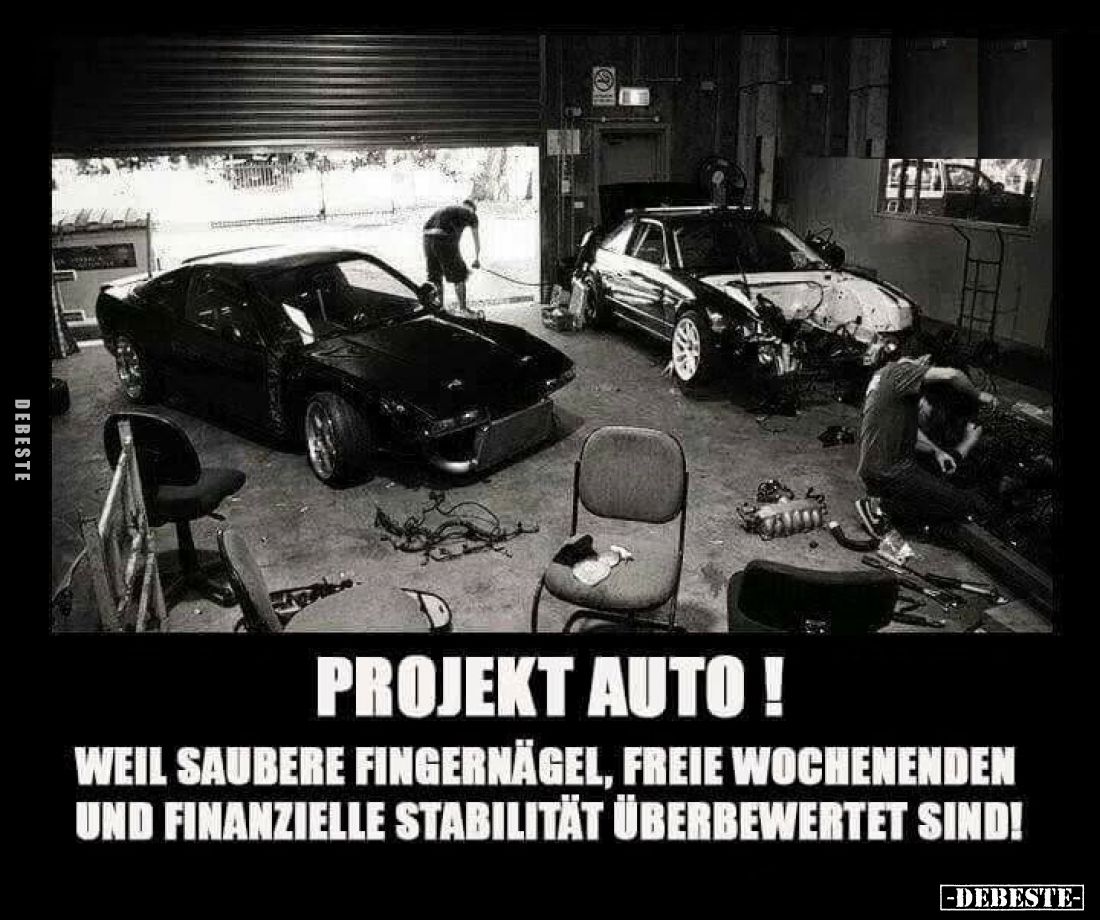 Projekt Auto!
Weil saubere Fingernägel, freie Wochenenden und finanzielle Stabilität überbewertet sind!