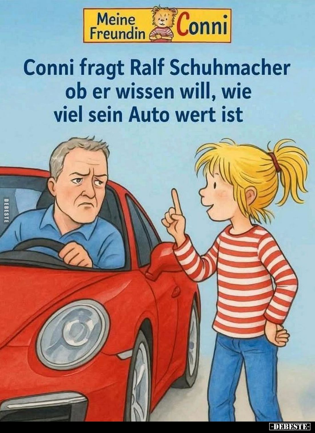 Conni fragt Ralf Schuhmacher ob er wissen will, wie viel sein Auto wert ist.