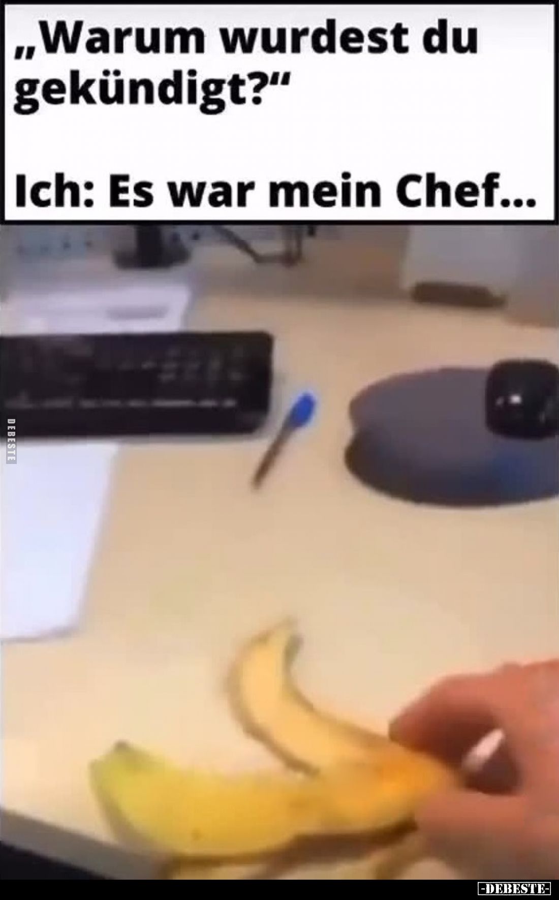 "Warum wurdest du gekündigt?" Ich: Es war mein Chef...