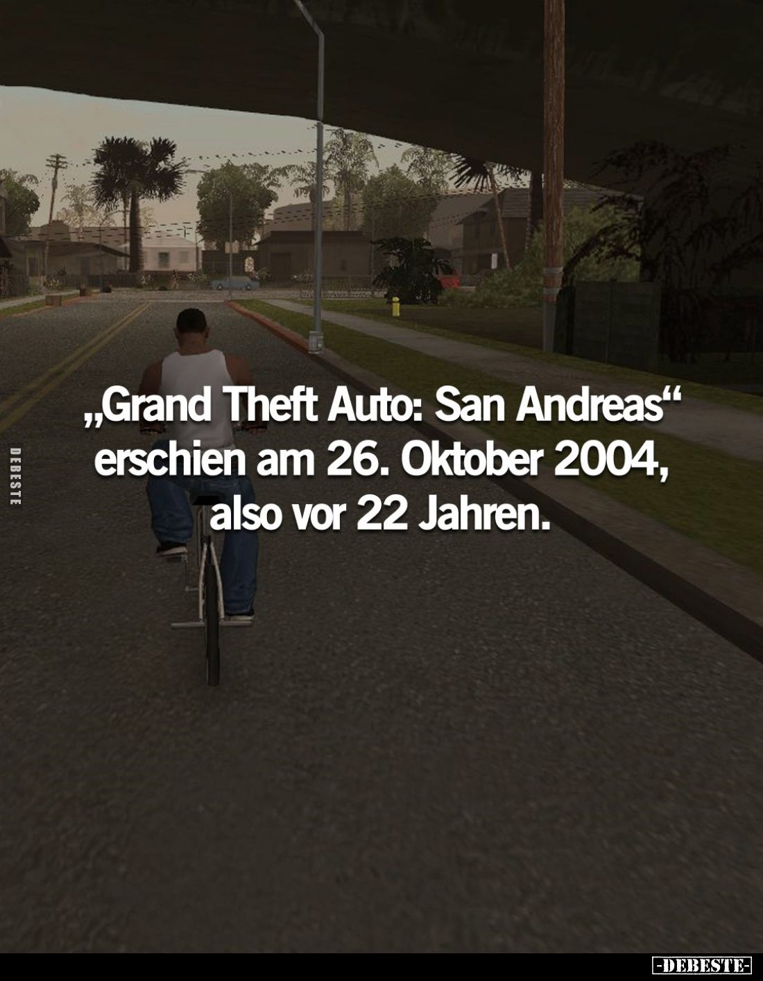 "Grand Theft Auto: San Andreas" erschien am 26. Oktober 2004, also vor 22 Jahren.