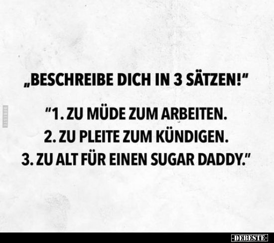 "Beschreibe dich in 3 Sätzen!".. - Lustige Bilder | DEBESTE.de