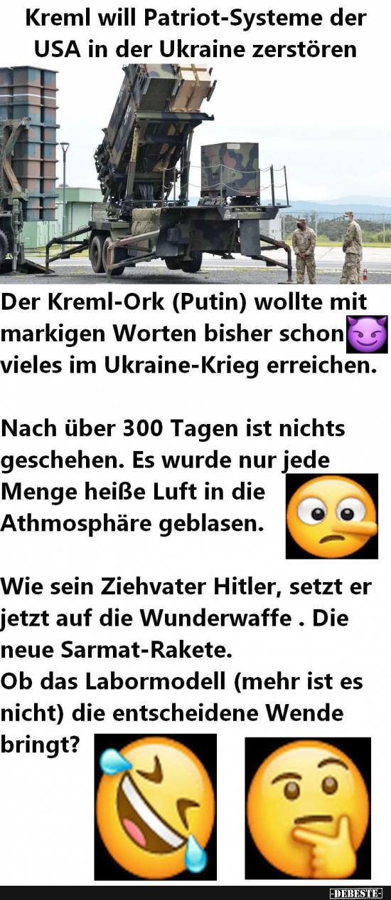 Putin und die vermeintlichen Wunderwaffen der Orks - Lustige Bilder | DEBESTE.de