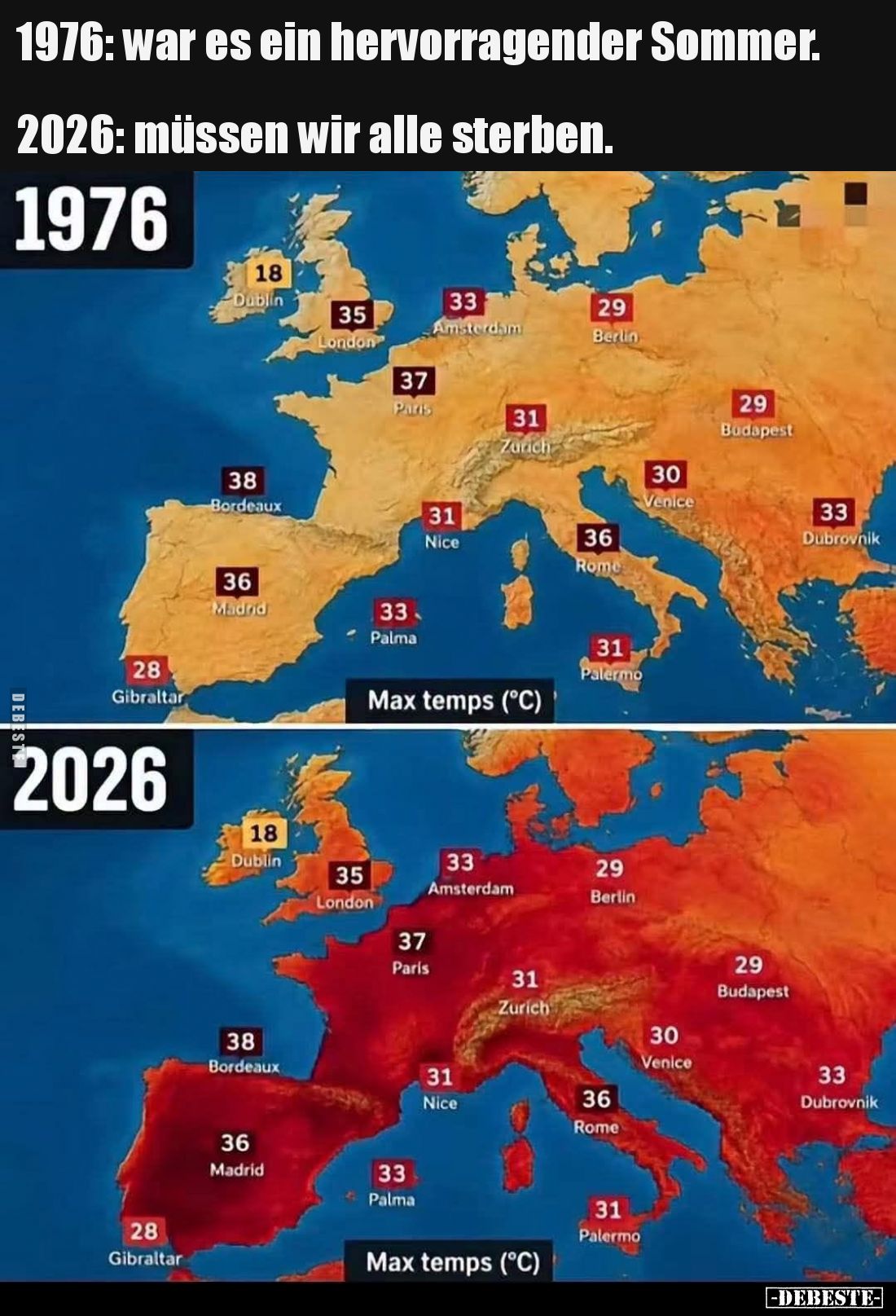 1976 war es ein hervorragender Sommer. -
2026 müssen wir alle sterben.
