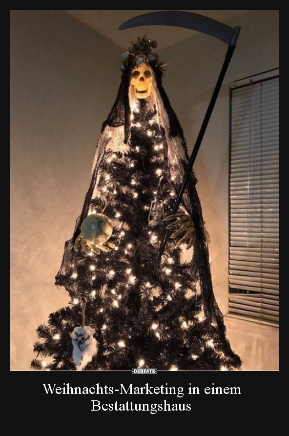 Weihnachts-Marketing in einem Bestattungshaus..