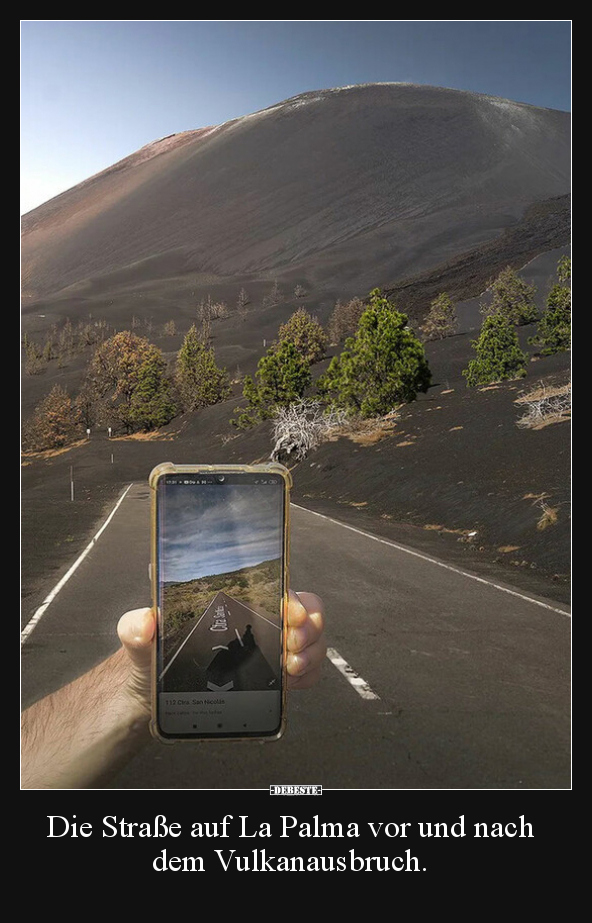 Die Straße auf La Palma vor und nach dem Vulkanausbruch... - Lustige Bilder | DEBESTE.de