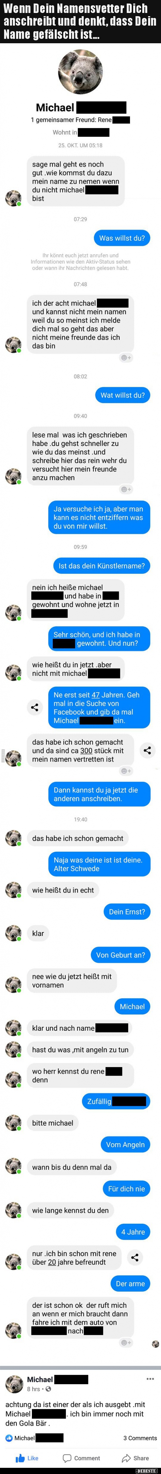 Wenn Dein Namensvetter Dich anschreibt und denkt, dass Dein.. - Lustige Bilder | DEBESTE.de