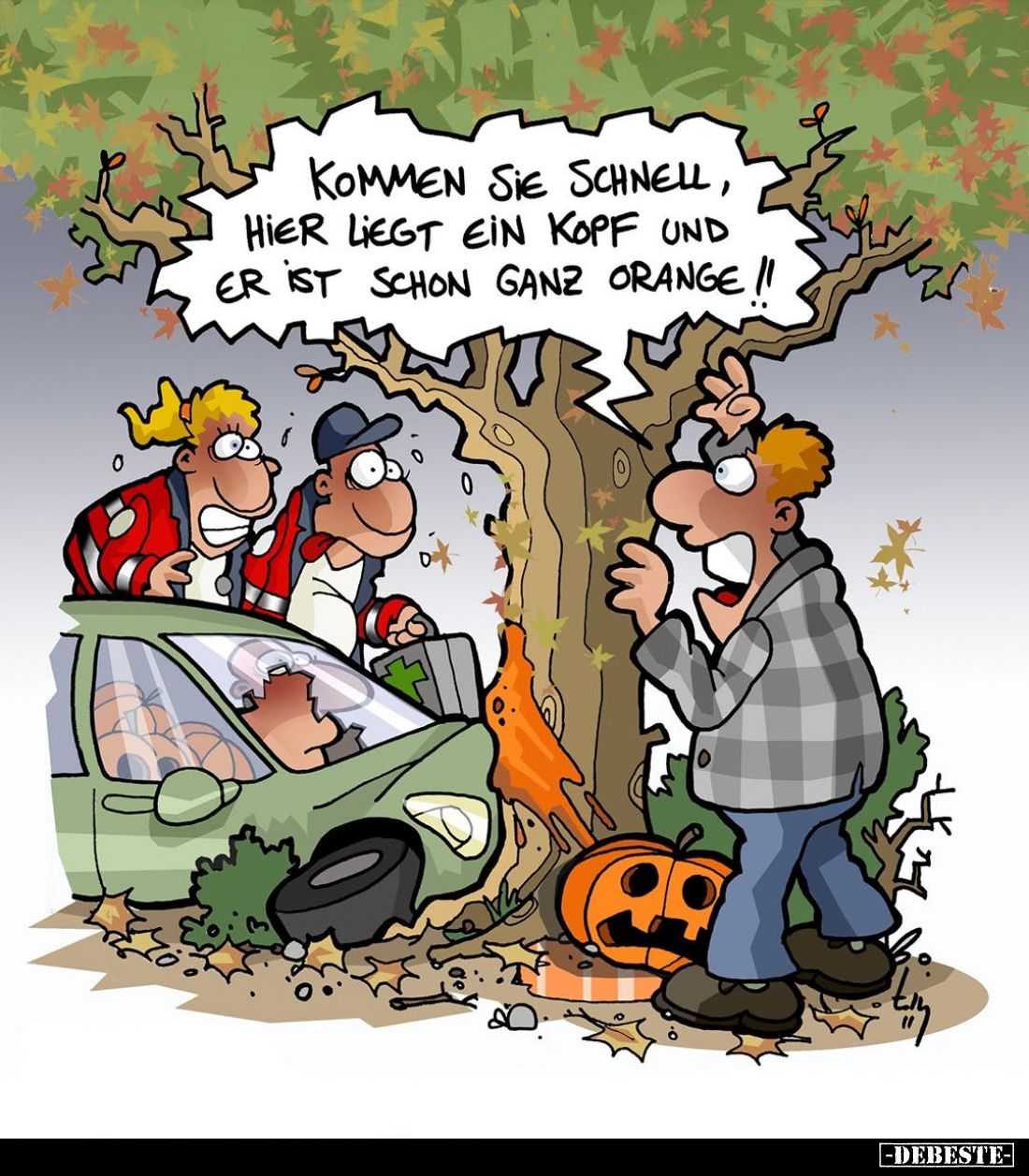 Kommen Sie schnell, hier liegt ein Kopf und er ist schon ganz orange!!