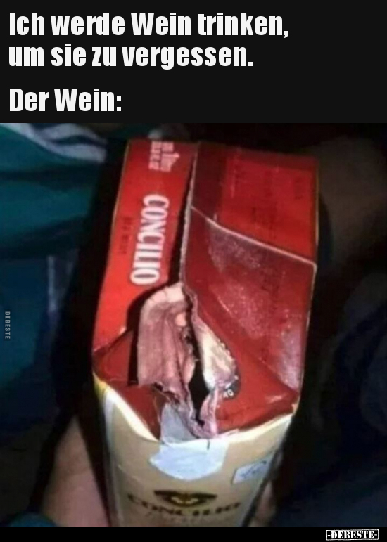 Ich werde Wein trinken, um sie zu vergessen.. - Lustige Bilder | DEBESTE.de