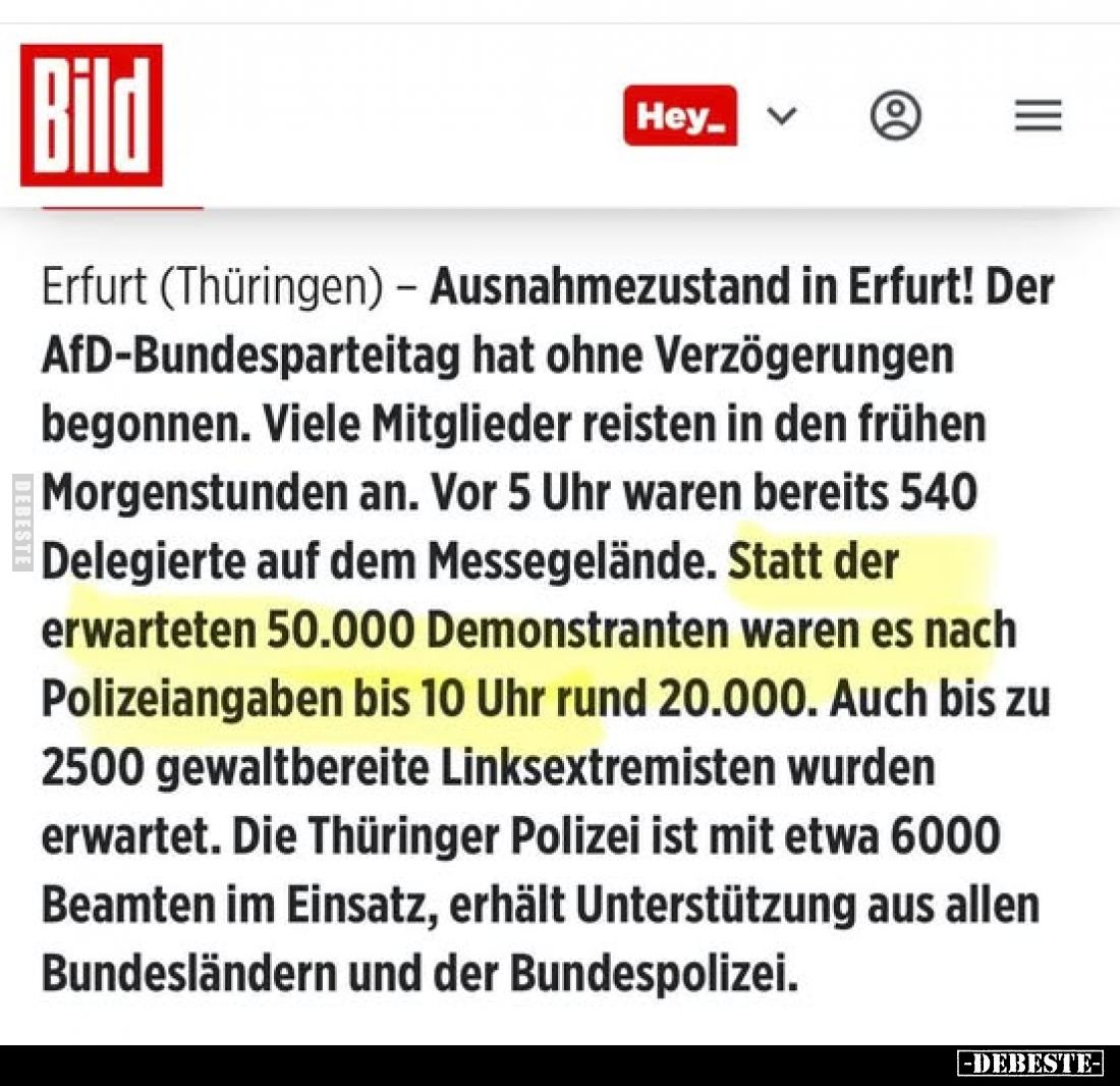 Erfurt (Thüringen) - Ausnahmezustand in Erfurt! Der AfD-Bundesparteitag hat ohne Verzögerungen begonnen. Viele Mitglieder rei...