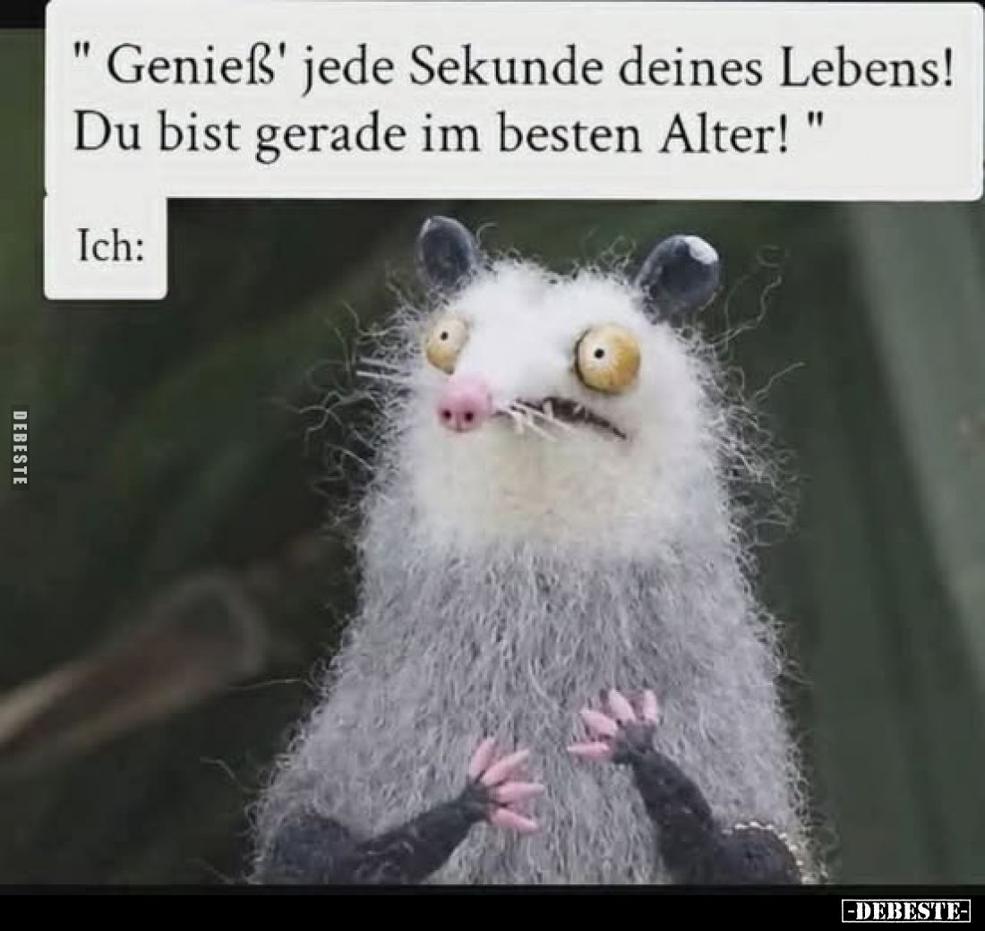 "Genieẞ' jede Sekunde deines Lebens!
Du bist gerade im besten Alter!"
Ich: