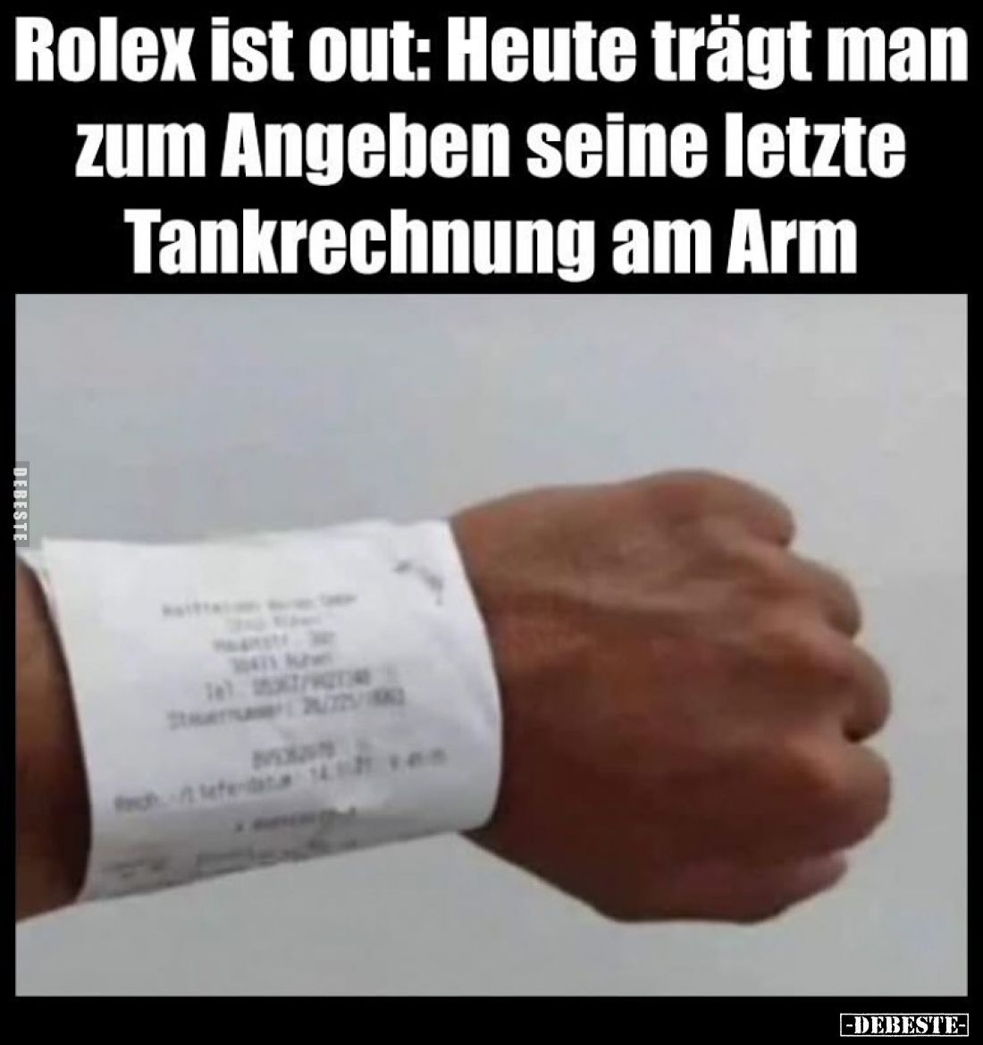 Rolex ist out: Heute trägt man zum Angeben seine letzte Tankrechnung am Arm